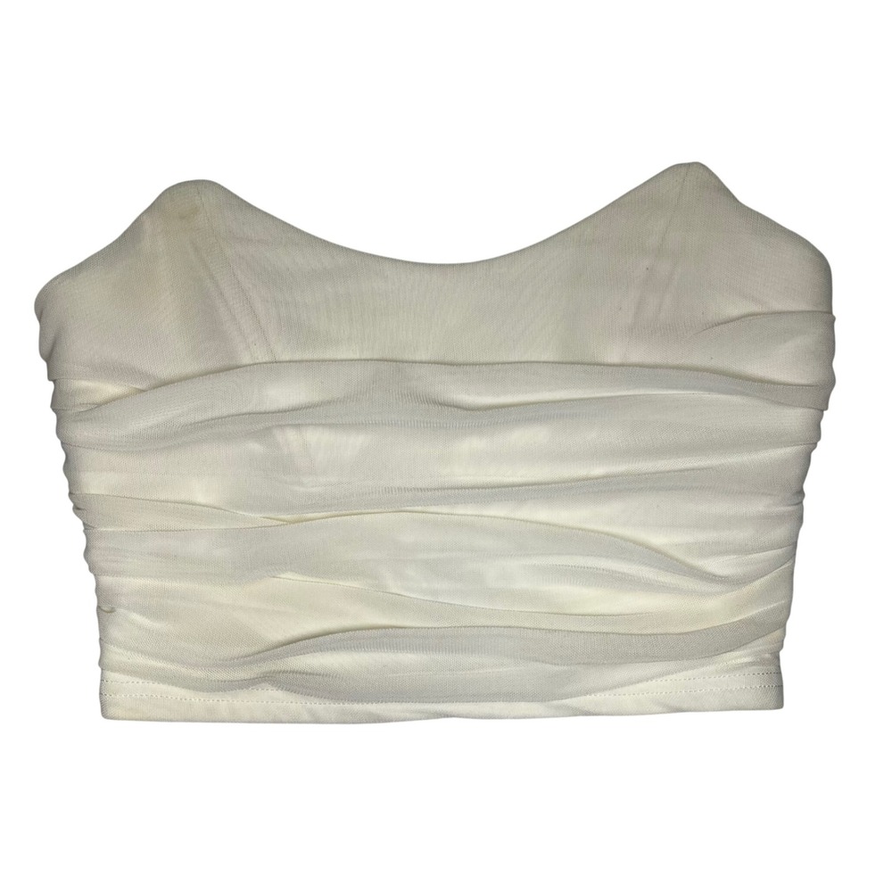 Fashion Nova White Strapless Corset  Crop Top XS